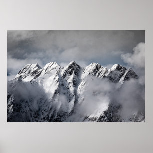 AFFICHE MONTAGNES COUVERTES DE NEIGE