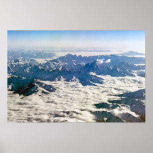 Affiche montagnes de l'Himalaya sous les nuages - Tibet