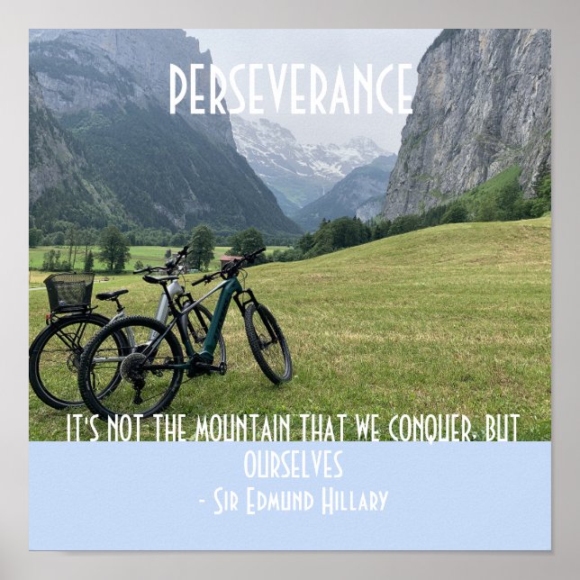 Affiche Montagnes de persévérance et cyclisme motivationne (Devant)