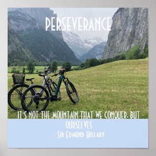 Affiche Montagnes de persévérance et Motivation cycliste