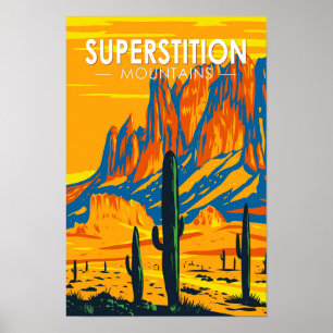 Affiche Montagnes de Superstition Arizona Vintage
