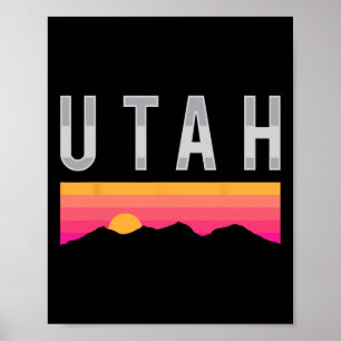 Affiche Montagnes de Utah Sunset Ski alpin en plein air Vé