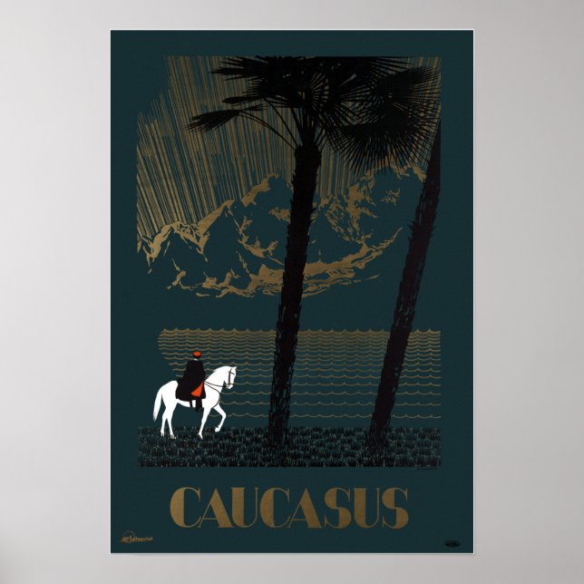 Affiche Montagnes du Caucase vintage Russie Voyage (Devant)