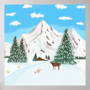 Affiche Montagnes enneigées