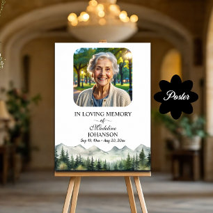 Affiche Montagnes et arbres Célébration de la vie funérair