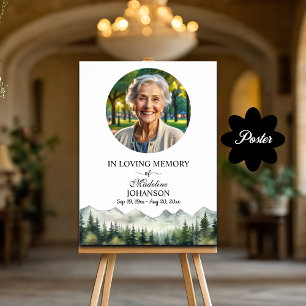 Affiche Montagnes et arbres Célébration de la vie funérair