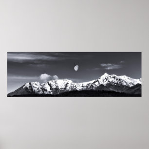 Affiche montagnes et la lune