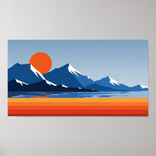Affiche Montagnes et murs de soleil peints de couleurs viv