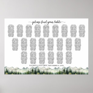 Affiche Montagnes et pins 23 Tables Siège Mariage