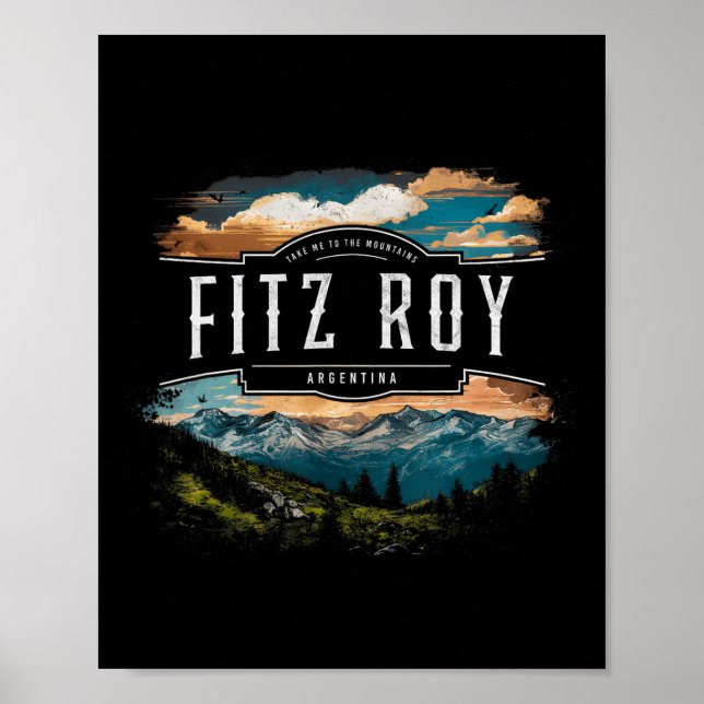 Affiche Montagnes Fitz Roy Argentine Randonnée Extérieur V (Devant)
