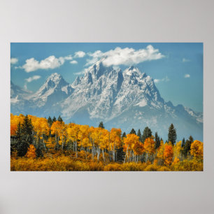 Affiche Montagnes grandes de Teton en automne