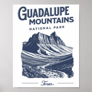 Affiche Montagnes Guadalupe – Parcs Nationaux Tx Randonnée
