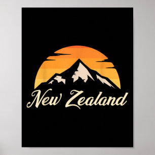 Affiche Montagnes Kiwi Amateur de Rugby Cadeau Nouvelle-Zé