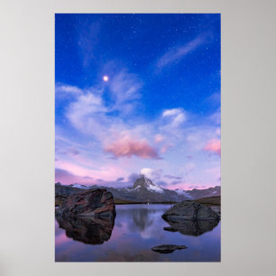 Affiche Montagnes Matterhorn & Lake Stellisee