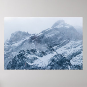 Affiche Montagnes neige et brouillard