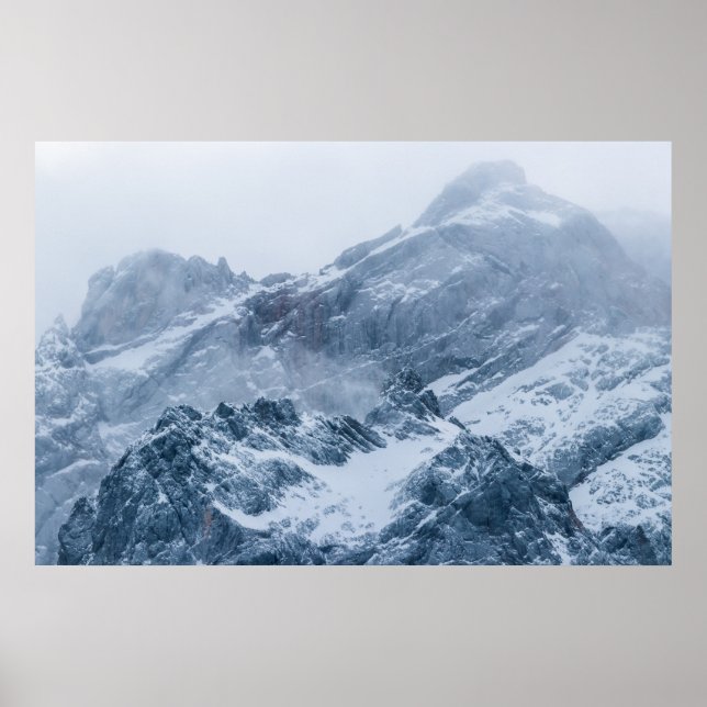 Affiche Montagnes neige et brouillard (Devant)