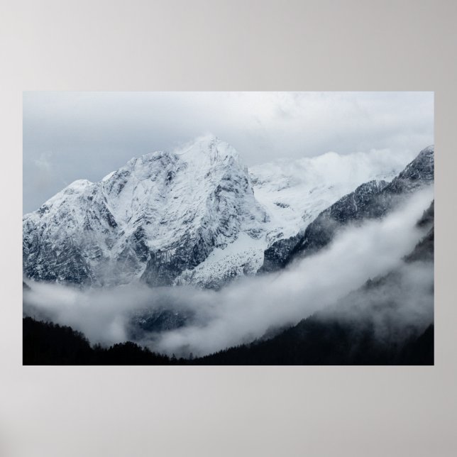 Affiche Montagnes, nuages et brouillard (Devant)