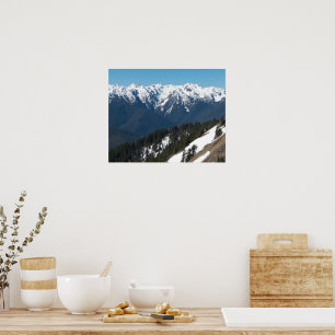 Affiche Montagnes olympiques enneigées photographiques