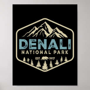 Affiche Montagnes rétro du parc national de Denali Nature