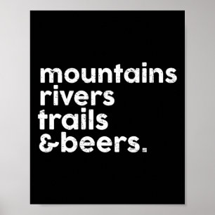 Affiche Montagnes Rivières Sentiers Bières Drôle Amateur d