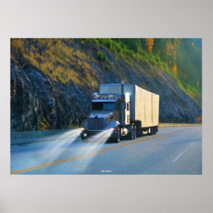Affiche Montagnes Rocheuses Cargo Truck Autoroute Conduite