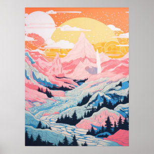 Affiche Montagnes roses Sunset