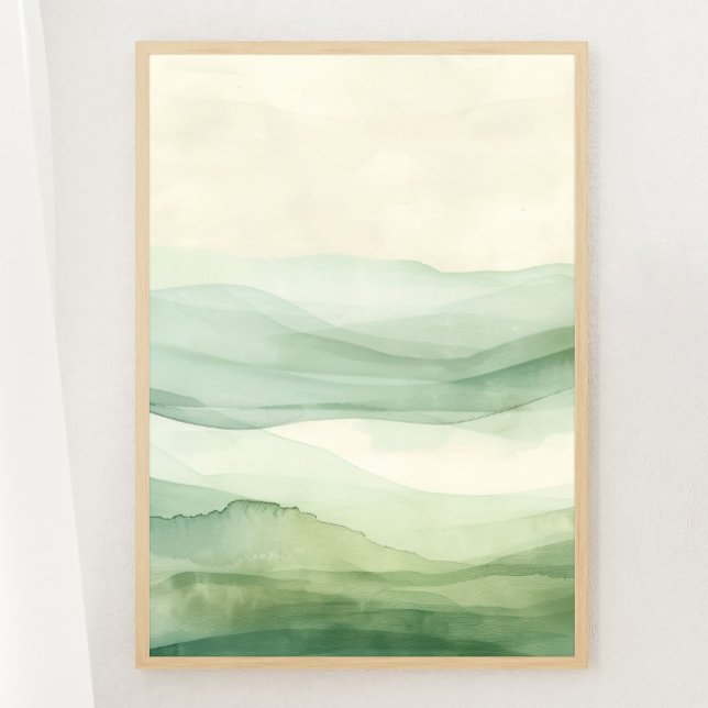 Affiche Montagnes vertes et beiges de Sage Abstrait Imprim (Créateur téléchargé)