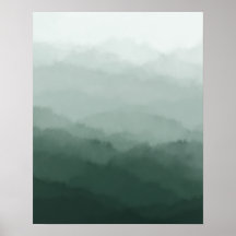 Montagnes vertes minimalistes modernes Abstrait