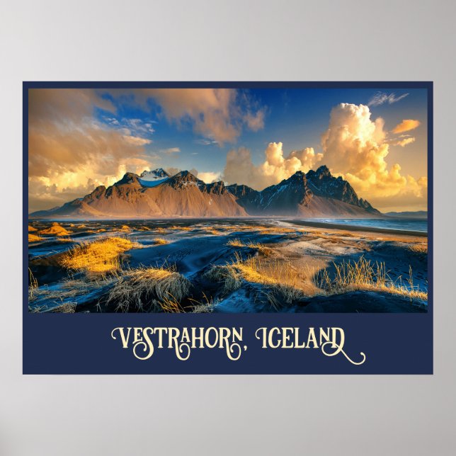 Affiche Montagnes Vestrahorn, Islande (Devant)