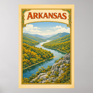 Affiche Montagnes vintage de l'Ozark de l'Arkansas