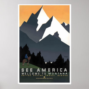 Affiche Montana Amérique États-Unis Montagnes Rocheuses