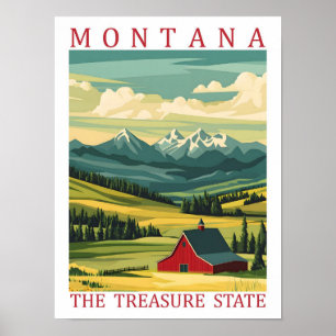 Affiche Montana the Treasure State USA Travel Place
