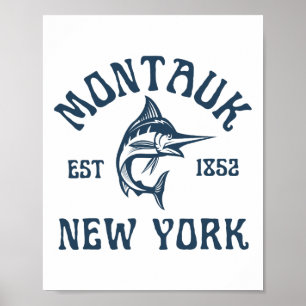 Affiche Montauk New York Pêche Marlin Voyage Poisson Plage