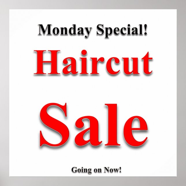 Affiche Monte-affiche spéciale de vente de coupe-cheveux M (Devant)