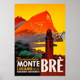 Affiche Monte Brè, Lugano, Suisse