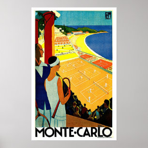 Affiche Monte Carlo Monaco Tennis Travel Art