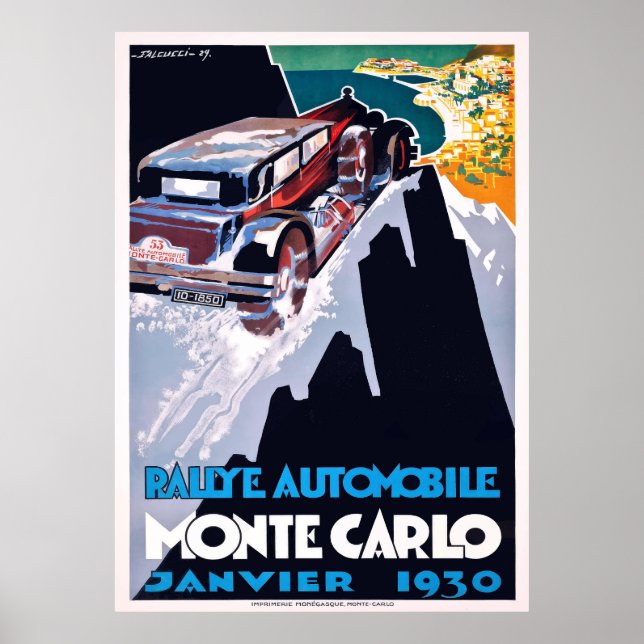Affiche Monte Carlo Rallye Automobile 1930 (Devant)