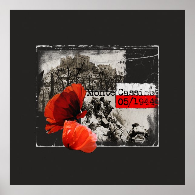 Affiche Monte Cassino Bataille 2ÈME GUERRE MONDIALE Czerwo (Devant)