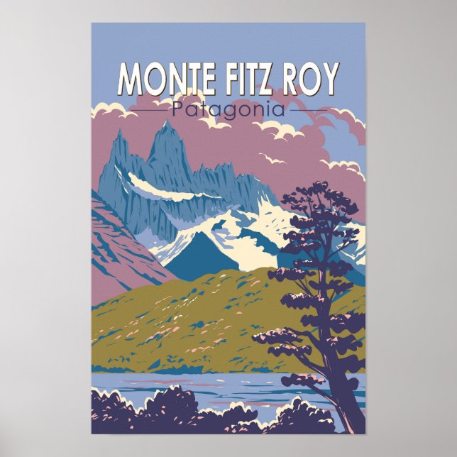 Affiche Monte Fitz Roy Patagonia Voyage Art Rétro (Devant)
