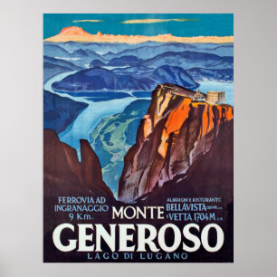 Affiche Monte Generoso, lac de Lugano, vue depuis la monta