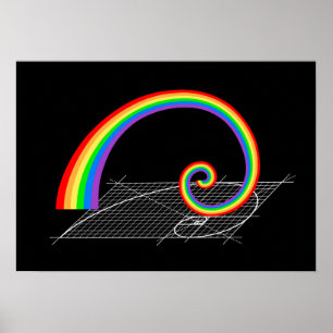 Affiche Montée de l'arc-en-ciel de la spirale de Fibonacci