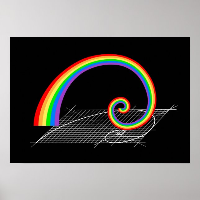 Affiche Montée de l'arc-en-ciel de la spirale de Fibonacci (Devant)