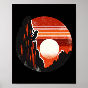 Affiche Montée de montagne au coucher du soleil rétro Grim