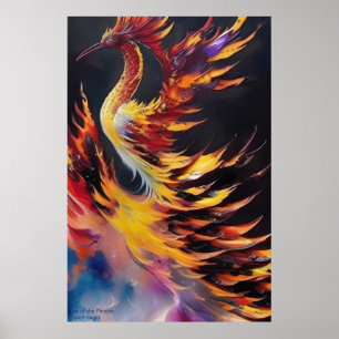 Affiche Montée du Phoenix - AI Imaginaire Art Imprimer