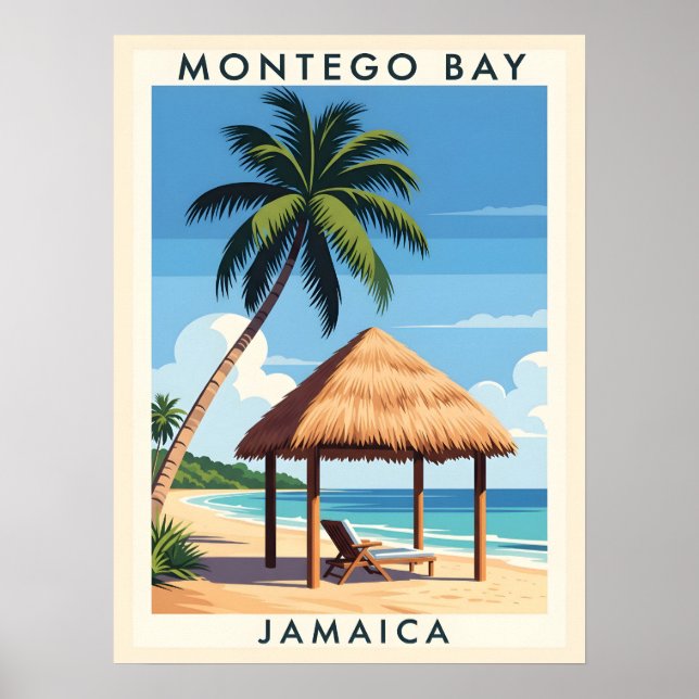 Affiche Montego Bay Jamaïque Travel Art - TROPICAL ISLAND (Devant)