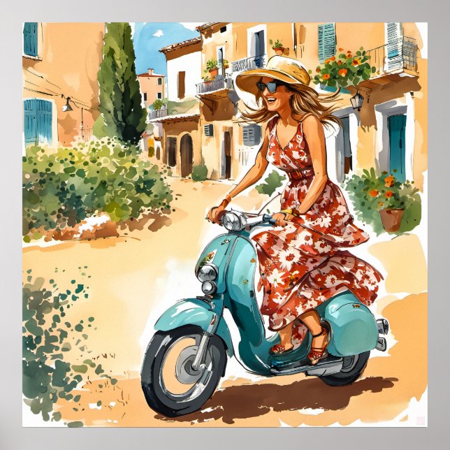 Affiche Monter un scooter en Sardaigne Imprimer (Devant)