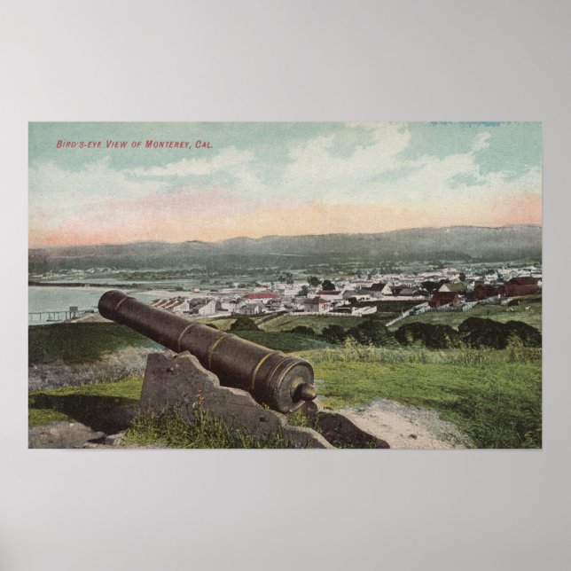 Affiche Monterey, CA - Oiseau's Eye View de Monterey (Devant)