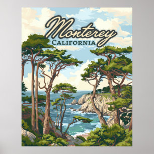 Affiche Monterey California Cypress Trees Ocean Coast