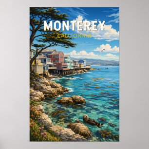 Affiche Monterey Californie Illustration Voyage Art Rétro