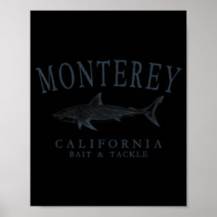 Affiche Monterey californie requin rétro ardoise art pêche